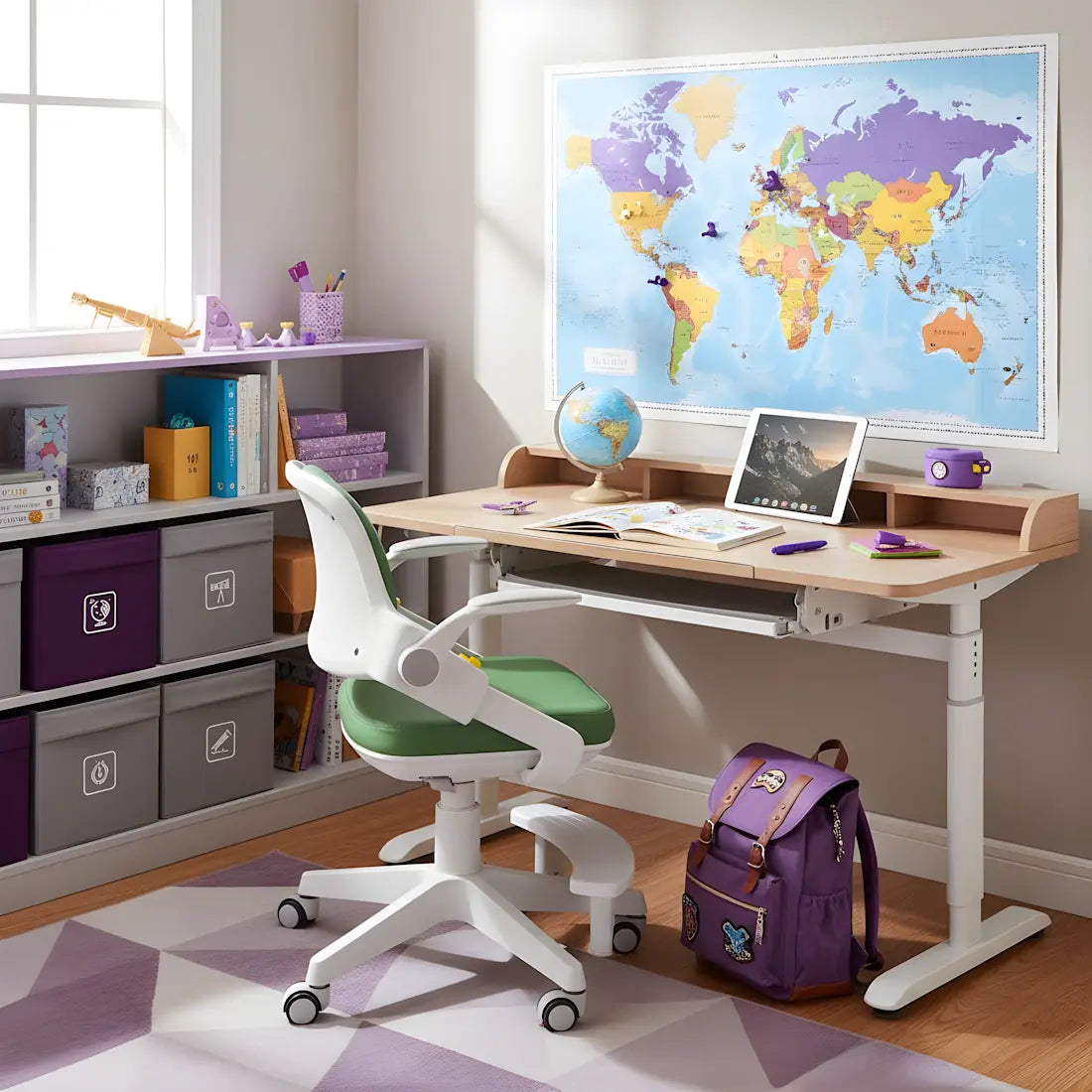 Ergonomiška, odinė vaikiška stalo kėdė, 4-15 metų vaikams Kinderis.eu