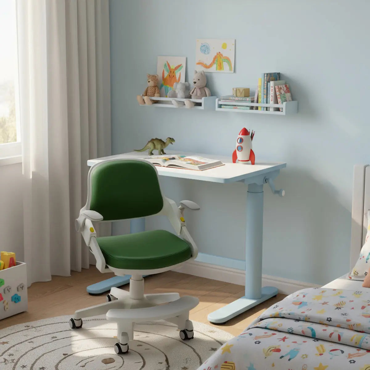 Ergonomiška, odinė vaikiška stalo kėdė, 4-15 metų vaikams Kinderis.eu