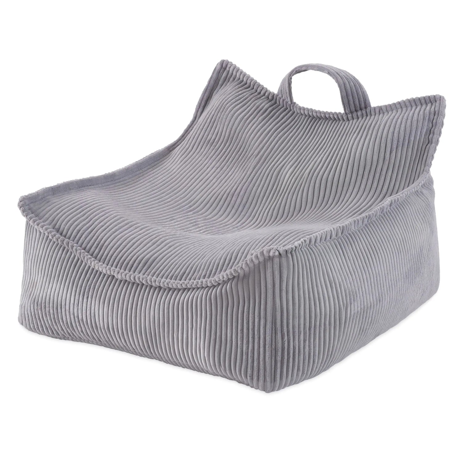 PLUSH NEST Puffy Square fotelis, 77 × 67 × 50 cm, pilkas, kordurojus | Kinderis.eu