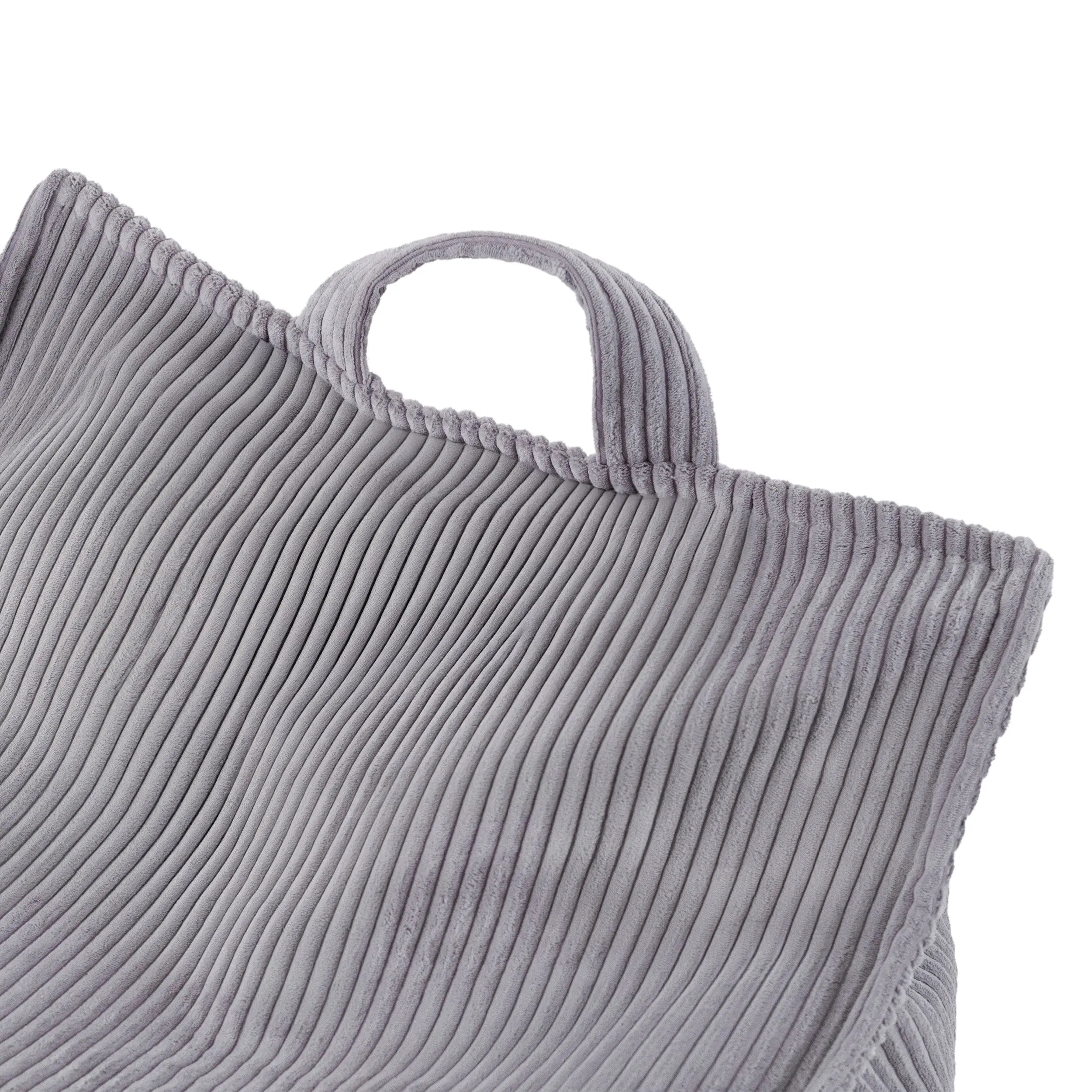 PLUSH NEST Puffy Square fotelis, 77 × 67 × 50 cm, pilkas, kordurojus | Kinderis.eu