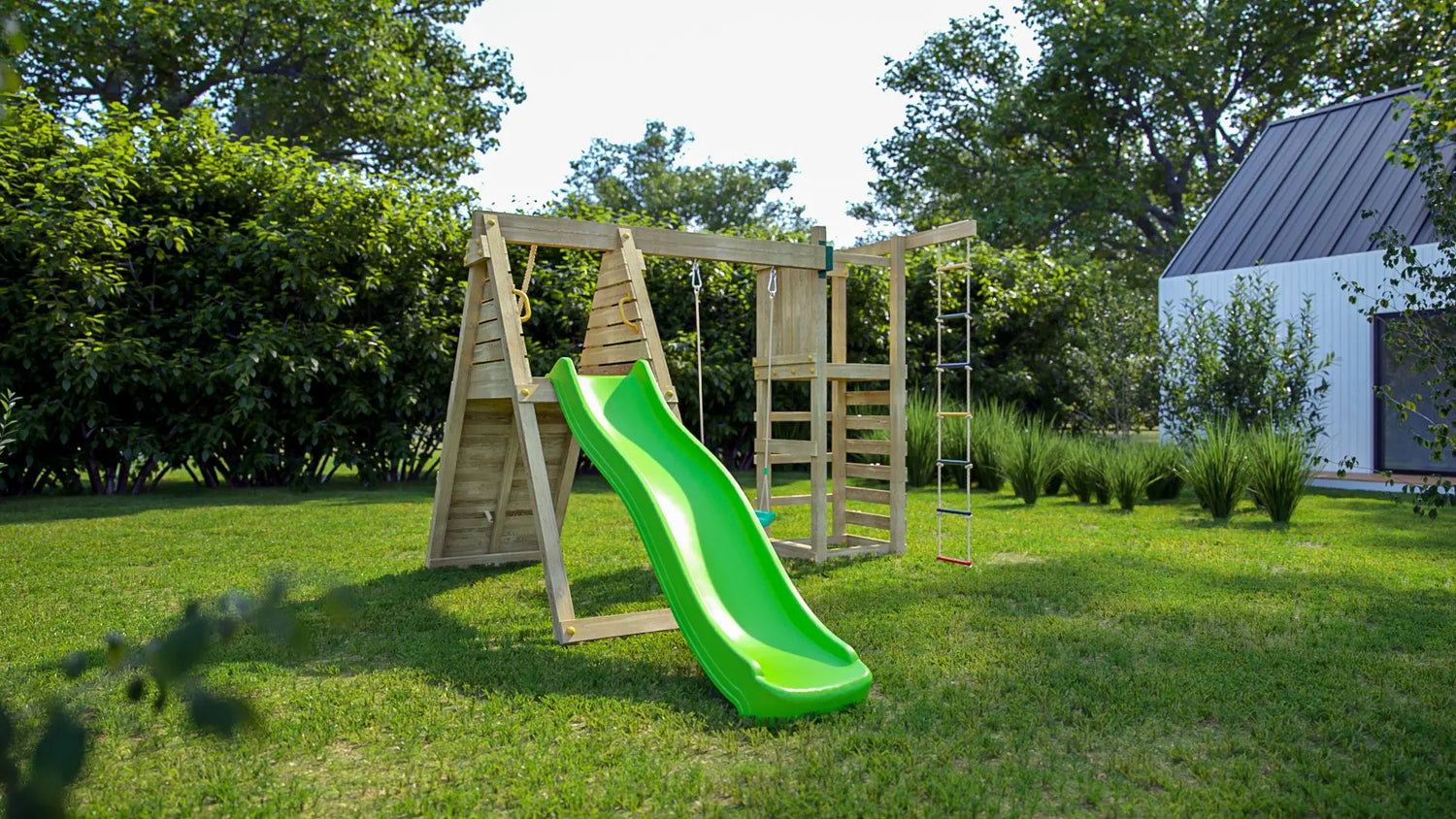 Fungoo Climber, žaidimų aikštelė su čiuožykla ir supynėmis | Kinderis.eu