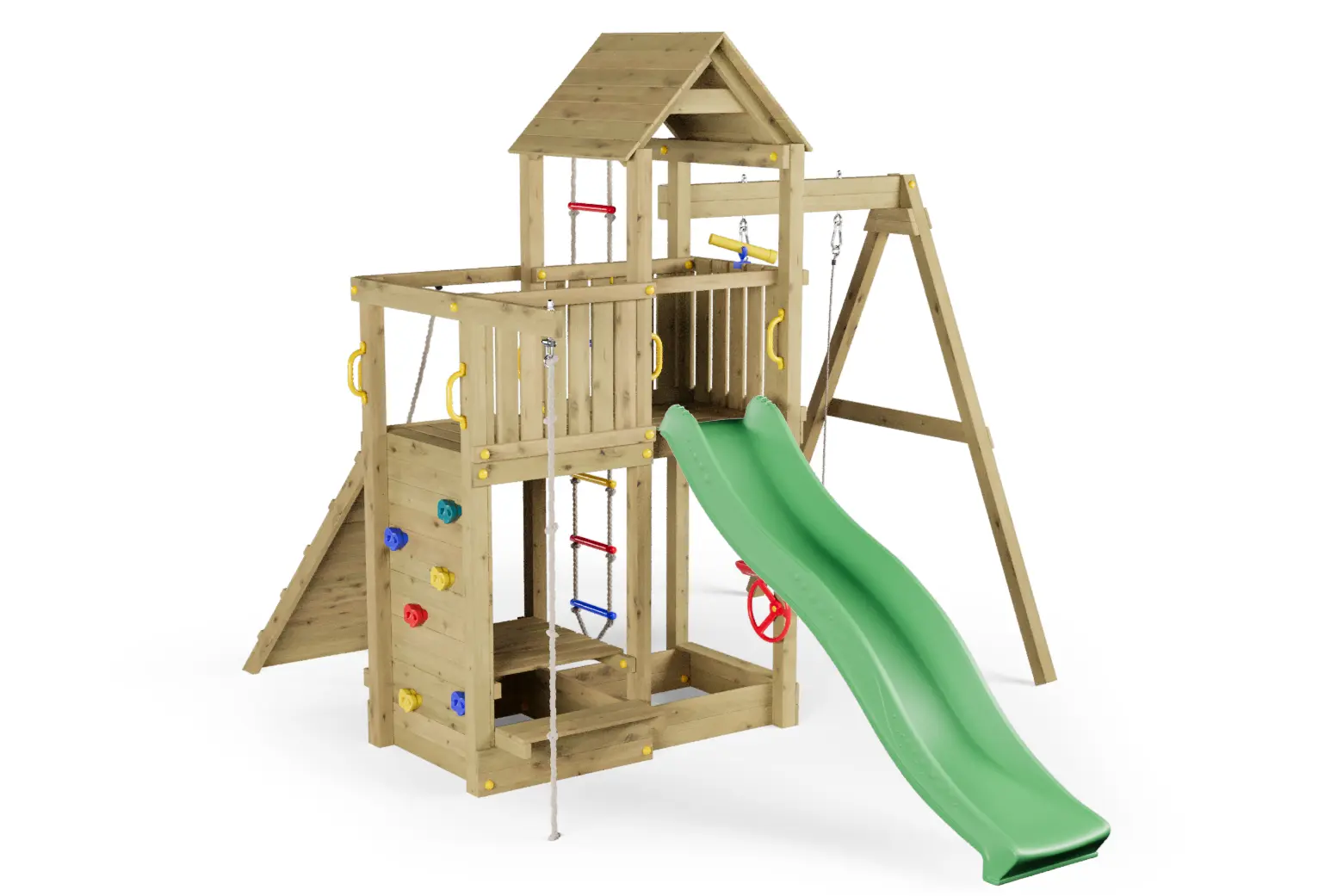 Medinė žaidimų aikštelė su sūpynėm "AKTYVUKAS" Kinderis.eu