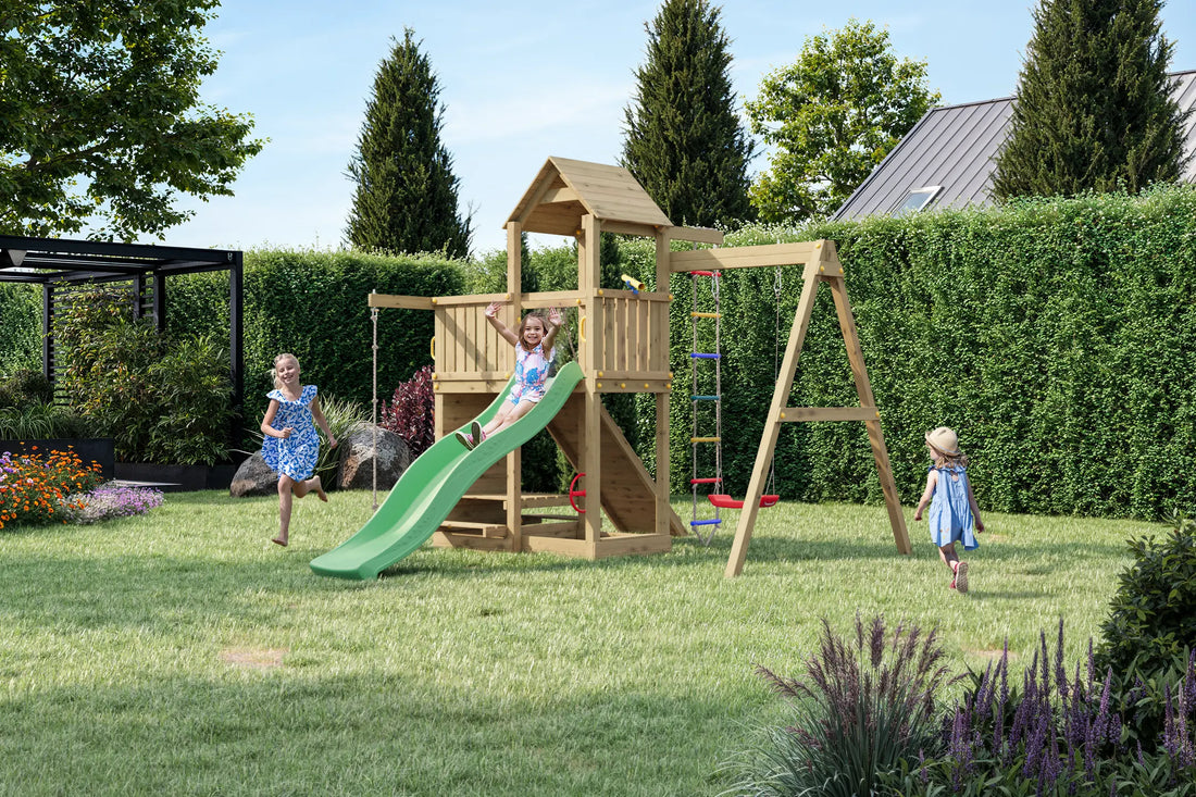 Medinė žaidimų aikštelė su sūpynėm "AKTYVUKAS" Kinderis.eu