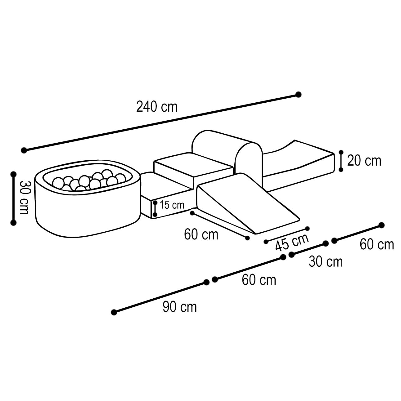 PLUSH NEST Mini žaidimų aikštelė su baseinu (+100 kamuoliukų), žalia, premium kordurojus (perlų ir sidabro atspalviai) | Kinderis.eu