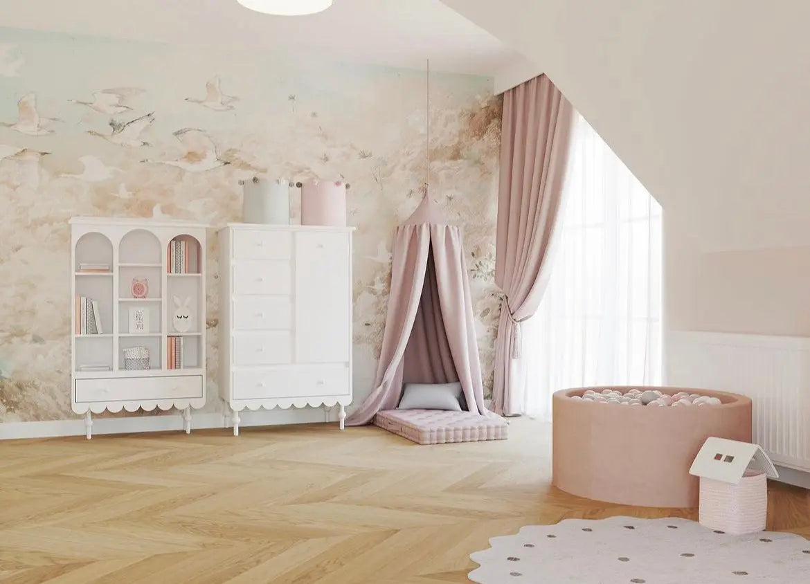 Rūbų spinta vaikų kambariui "BABUSHKA", balta Kinderis.lt