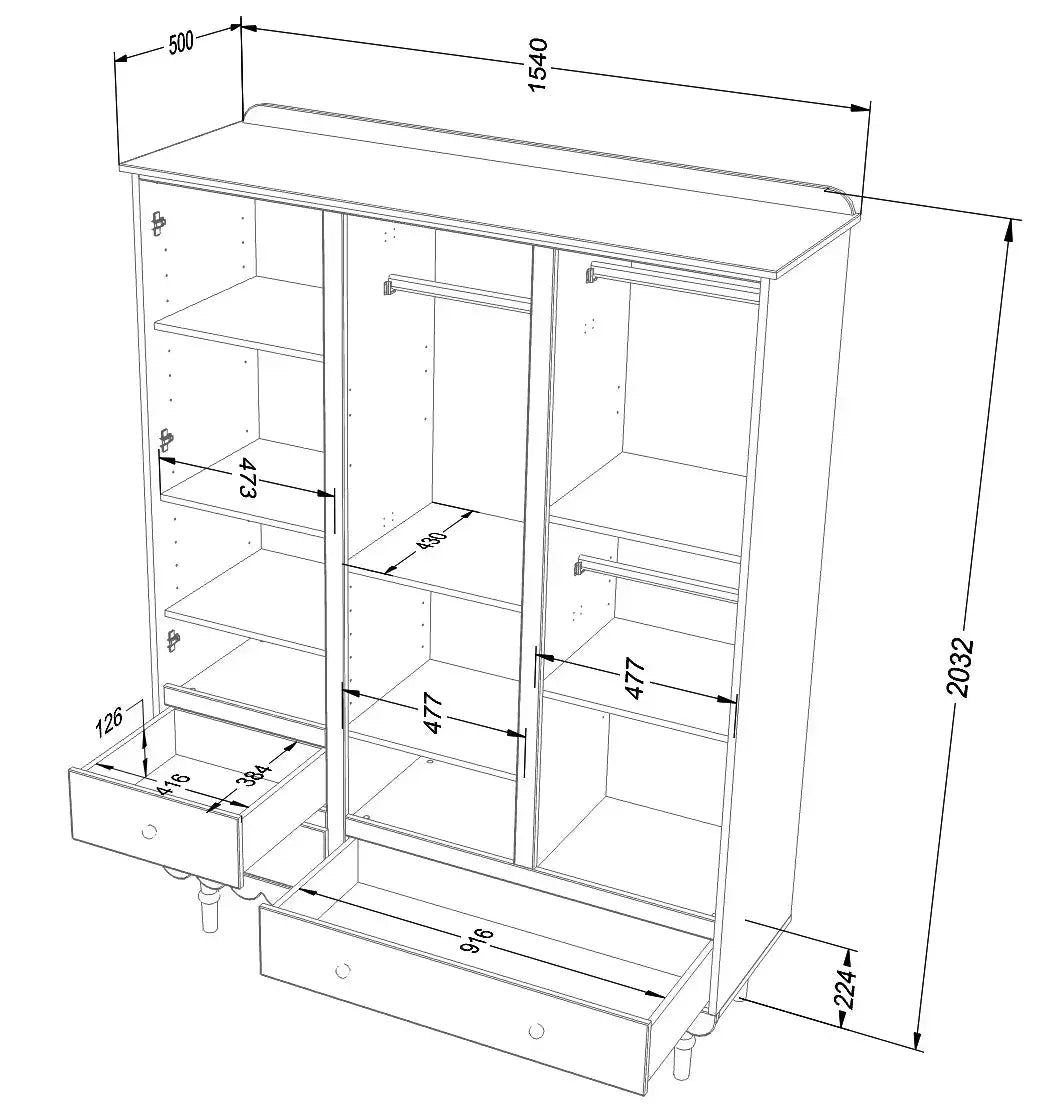Trijų durų spinta "BABUSHKA" Kinderis.eu