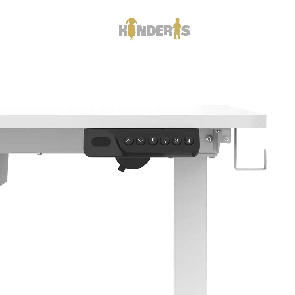 vaikams skirtas stalas kurio stalvirsius yra baltos spalvos ir aukstis gali reguliuotis