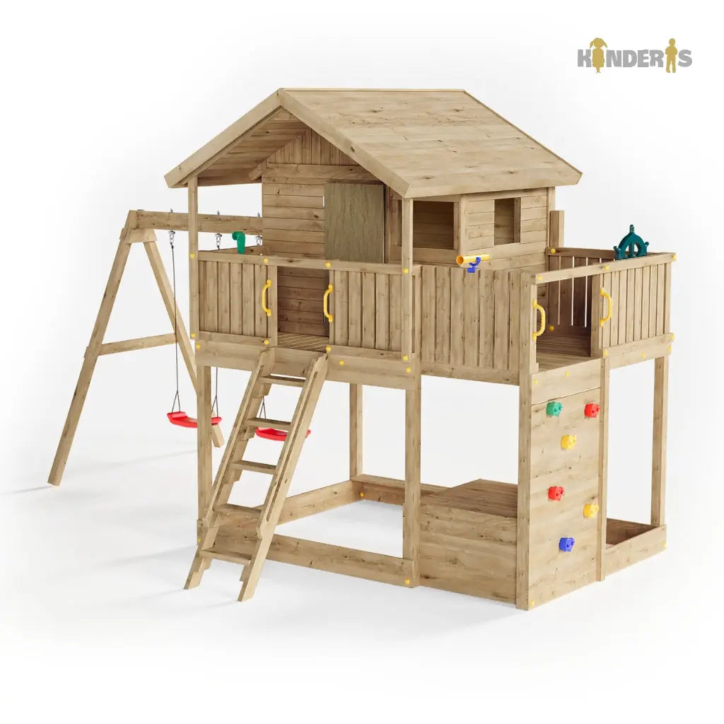 Casetta in legno bambini con scivolo Fungoo MyHOUSE MOVE + in legno per  giardino