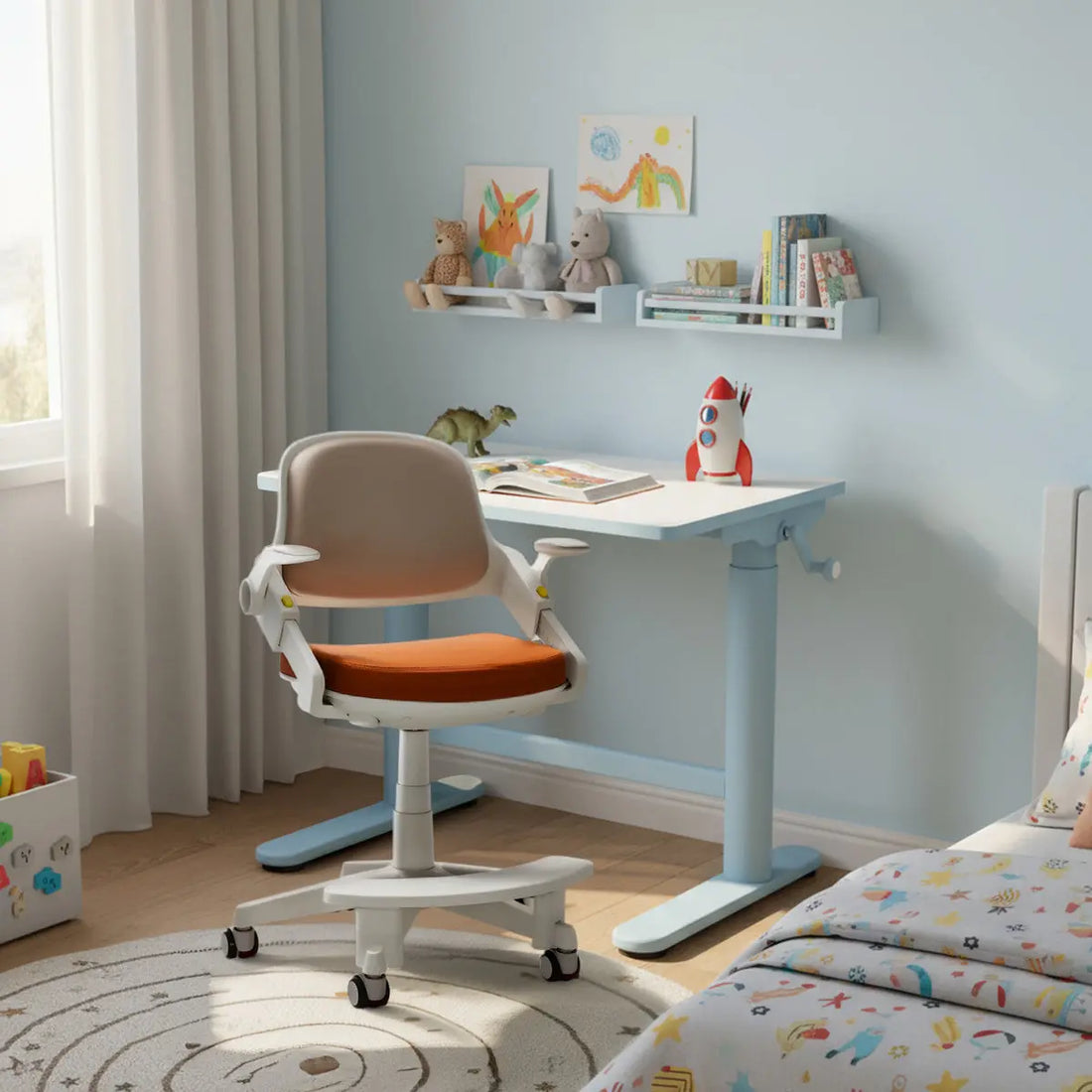 Ergonomiška, odinė vaikiška stalo kėdė,  4-15 metų vaikams Kinderis.eu