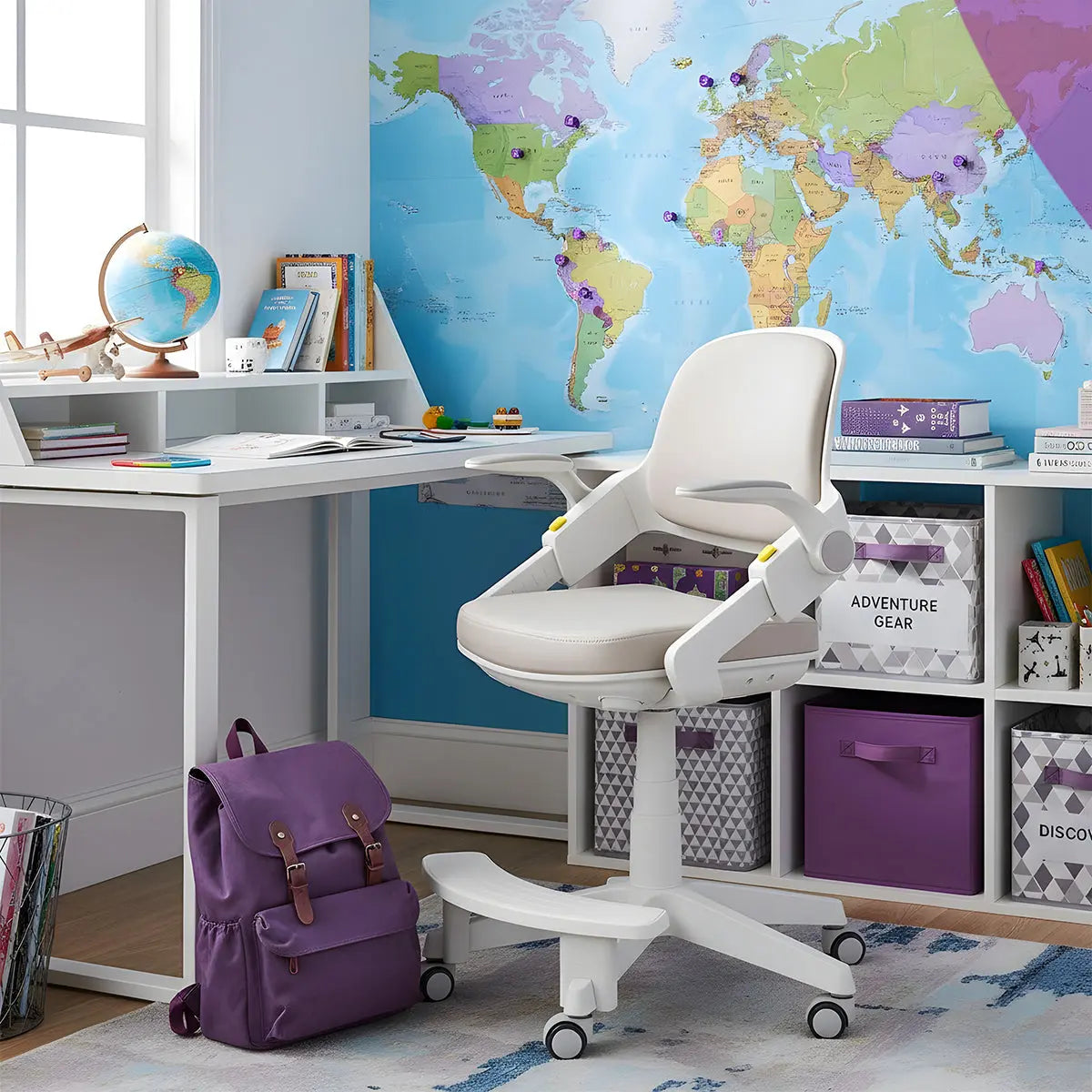 Ergonomiška, odinė, vaikiška stalo kėdė  4-15 metų vaikams Kinderis.eu