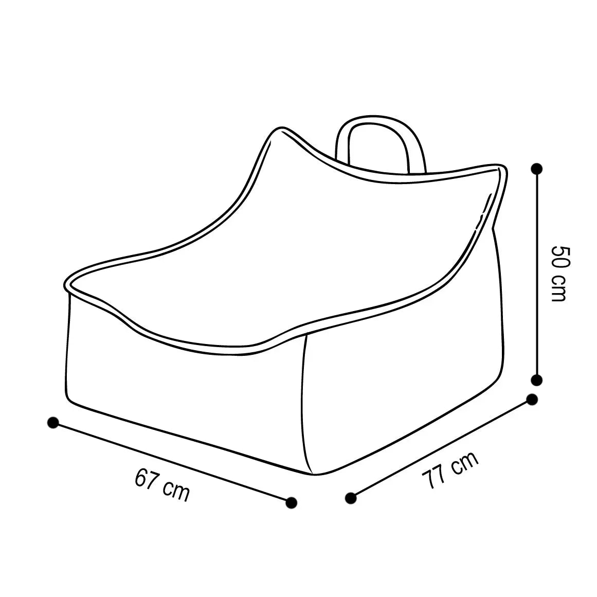 PLUSH NEST Puffy Square fotelis, 77 × 67 × 50 cm, pilkas, kordurojus | Kinderis.eu