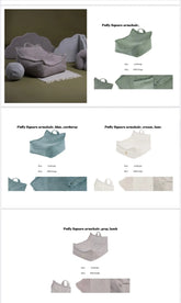 Fotelis,"Puffy Square"  77 × 67 × 50 cm, pilkas, kordurojus Kinderis.eu