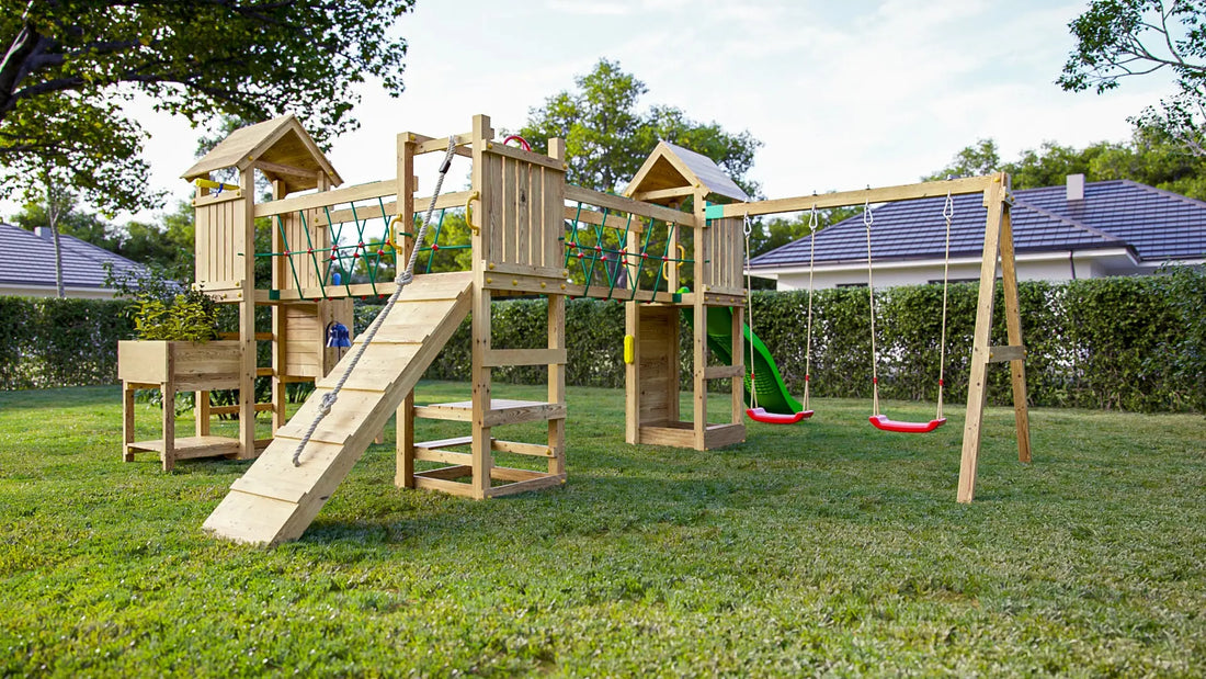 Fungoo Optimizer, namelis žaidimų aikštelė su čiuožykla ir supynėmis | Kinderis.eu