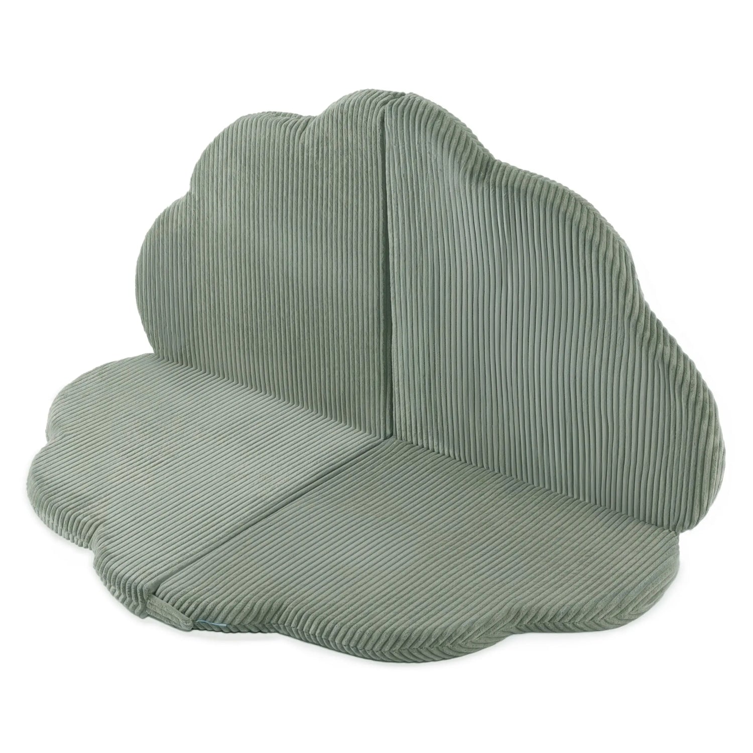 PLUSH NEST „Fluffy Flower“ gėlės formos kilimėlis, 115 × 115 × 5 cm, žalia | Kinderis.eu