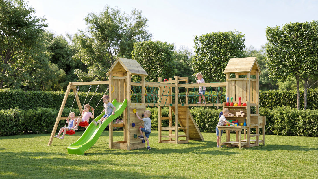 Optimizer, namelis žaidimų aikštelė su čiuožykla ir supynėmis