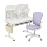 Spacetronik komplektas: reguliuojamas rašomasis stalas 100×60 + vaikiška kėdė su pakoju + antstalis su perforuota pegboard lentele | Kinderis.eu