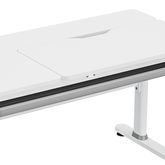 Spacetronik komplektas: reguliuojamas rašomasis stalas 100×60 + vaikiška kėdė su pakoju + antstalis su perforuota pegboard lentele | Kinderis.eu