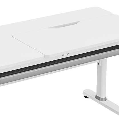 Spacetronik komplektas: reguliuojamas rašomasis stalas 100×60 + vaikiška kėdė su pakoju + antstalis su perforuota pegboard lentele | Kinderis.eu