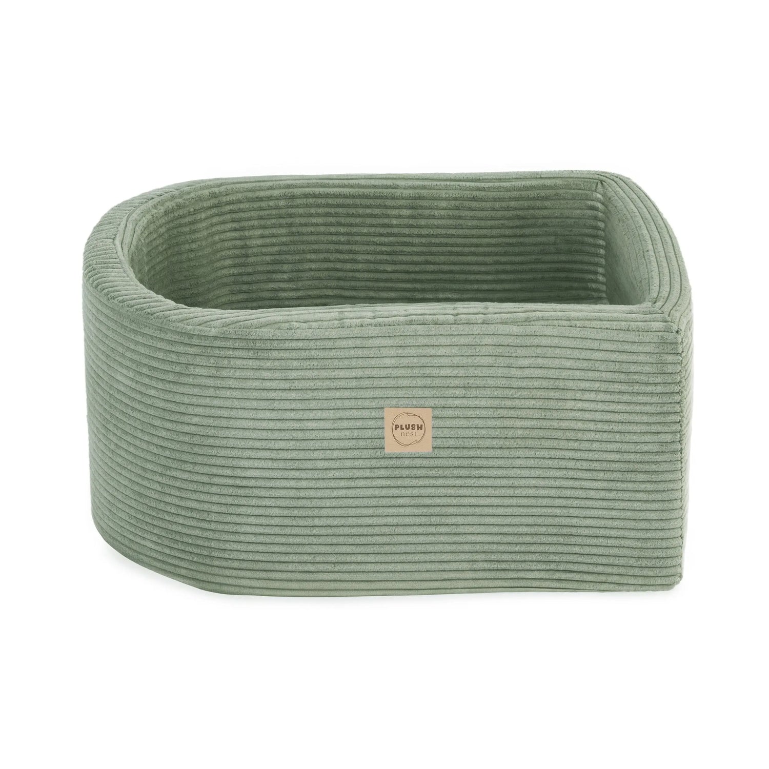 PLUSH NEST Mini žaidimų aikštelė su baseinu (+100 kamuoliukų), žalia, premium kordurojus (perlų ir sidabro atspalviai) | Kinderis.eu