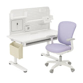 Spacetronik komplektas: reguliuojamas rašomasis stalas 100×60 + vaikiška kėdė su pakoju + antstalis su perforuota pegboard lentele | Kinderis.eu