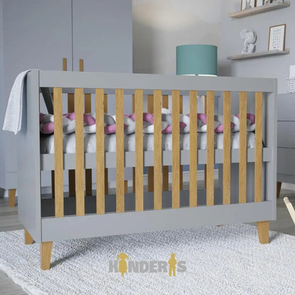 Pilka lovytė kūdikiui, vaikų kambario baldų  komplektas &quot;SKANDI&quot; 120x60 cm Kinderis.lt